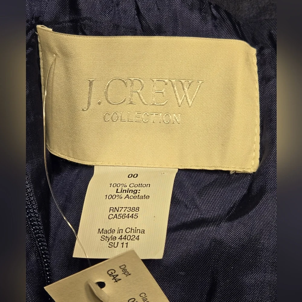 NWT J.Crew Mini Dress Blue Long Sleeve Round Neck Size 00